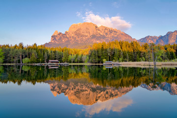 Reflection on the pond of fie, mountain in lake