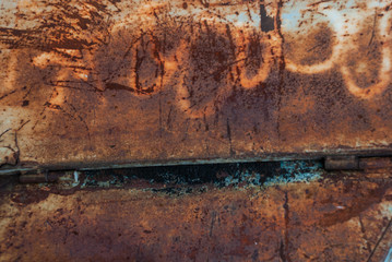 Closeup detail of rusty reddish metal