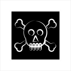 Skull And Crossbones Icon, Skull, Cross Bones