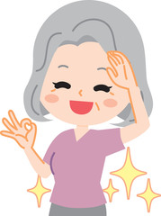 脇が綺麗なシニア女性