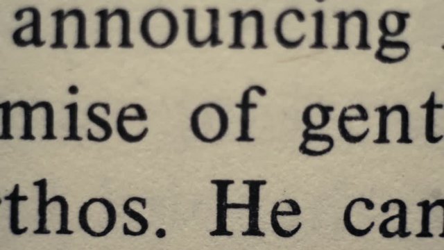 English text extreme close up panorama
