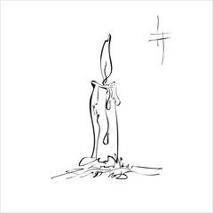 Candle Hand Drawn, Freehand Drawing
