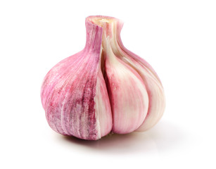 Fresh young garlic isolated on white background