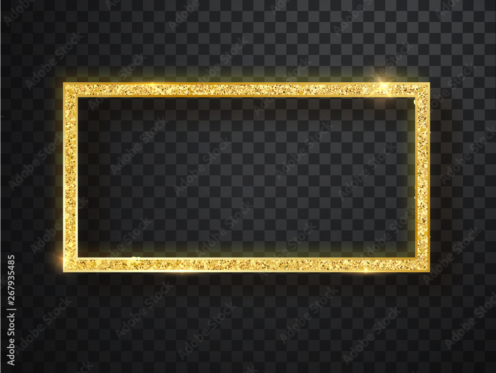Canvas Prints gold shiny frame on a transparent background. vector illustration.