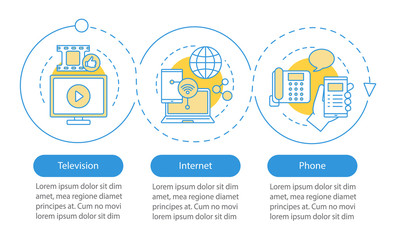 TV, internet, phone bundle vector infographic template