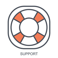 Technical support outline icon. Flat vector