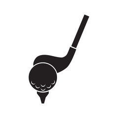 Golf stick and ball vector icon.