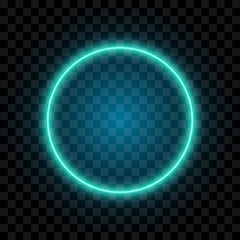 Blue neon circle, frame, isolated on transparent background, vector illustration.