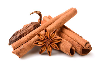 Cinnamon on white background 