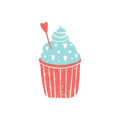 Сute sweet cake. Vector illustration isotated on white background. Minimalistic style print