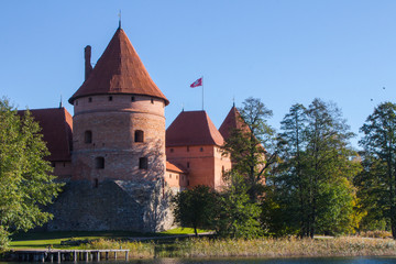 Fototapeta na wymiar Trakai Castle on the island in the middle of the lake. Lithuania
