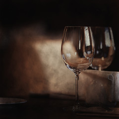 glass of red wine / vintage background, old cask wine, alcohol tasting