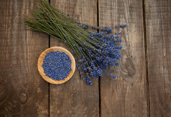 lavender flowers on wooden surface
