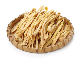 Dried yuba sticks or Fuzhu on white background