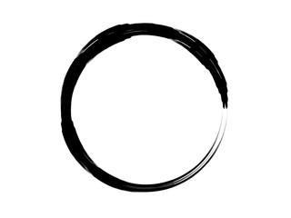Grunge circle made with brush.Grunge oval shape.Grunge paint element.