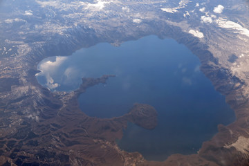 十和田湖の航空写真