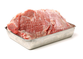 huge red meat chunk isolated over white background 