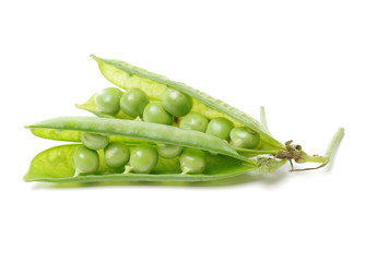 Fresh peas isolated on white background 