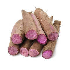 Fresh Dioscorea alata root isolated on white background