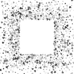 Frame or border of random scatter hearts