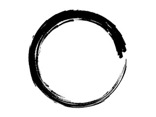 Grunge circle made of black paint.Grunge big circle.Grunge oval shape.Handmade grunge element.