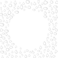 Transparent water drops round frame or border