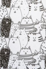 Fototapeta na wymiar Arrière plan noir et blanc chats rigolos