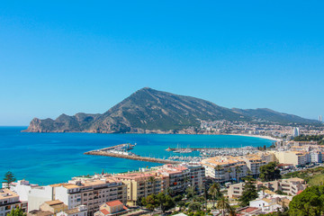 Panoramic view of Altea city coast in Spain