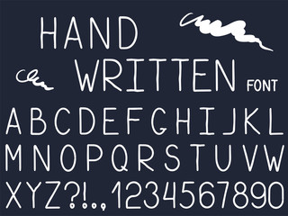 Set of vector line simple font and alphabet. Universal handwritten style font for your design logo, poster, invitation or clothing.