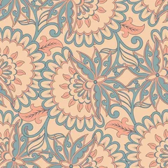 Meubelstickers damask floral seamless vector pattern © antalogiya