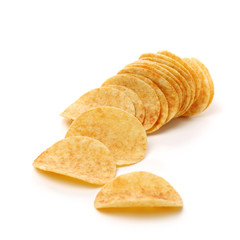 Potato Chips on white background