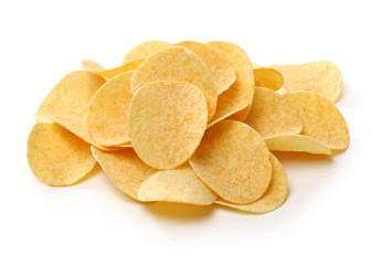 Potato Chips on white background