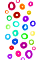 Abstract colorful watercolor donuts and circles