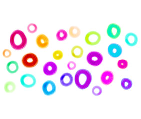 Abstract colorful watercolor donuts and circles