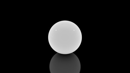 3D rendering of a white ball on a black background from which many white spheres are squeezed out. The idea of fission, chemical reaction, atomic decay. A beautiful illustration of the perfect spheres