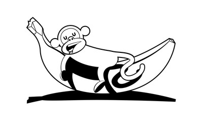 Monkey sleeping on banana 2