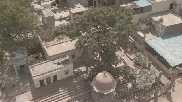 Kaliya ghat, Vrindavan, India 4k aerial ungraded