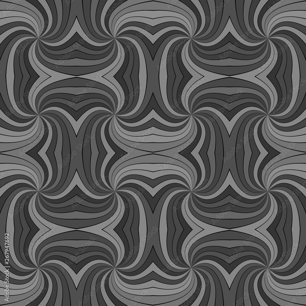 Poster grey seamless abstract psychedelic spiral ray burst stripe pattern background - vector graphic desig