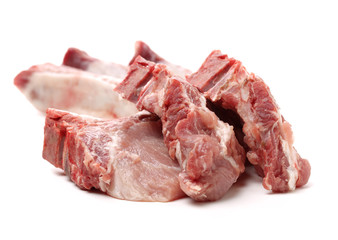 Raw Pork Ribs Isolated On White Background
