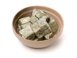 Smelly tofu on white background