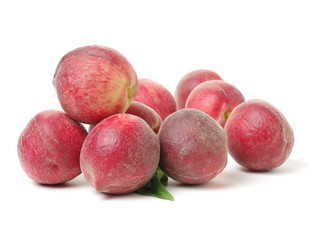 ripe peach on white background