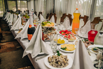served banquet table for a wedding celebration