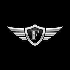Shield Initial Letter F Wing Icon Logo