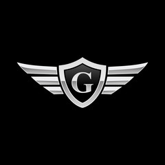 Shield Initial Letter G Wing Icon Logo