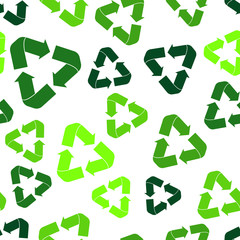 Recycle set sign isolated. Flat icon. Vector recycle icon seamless pattern on a white background.
