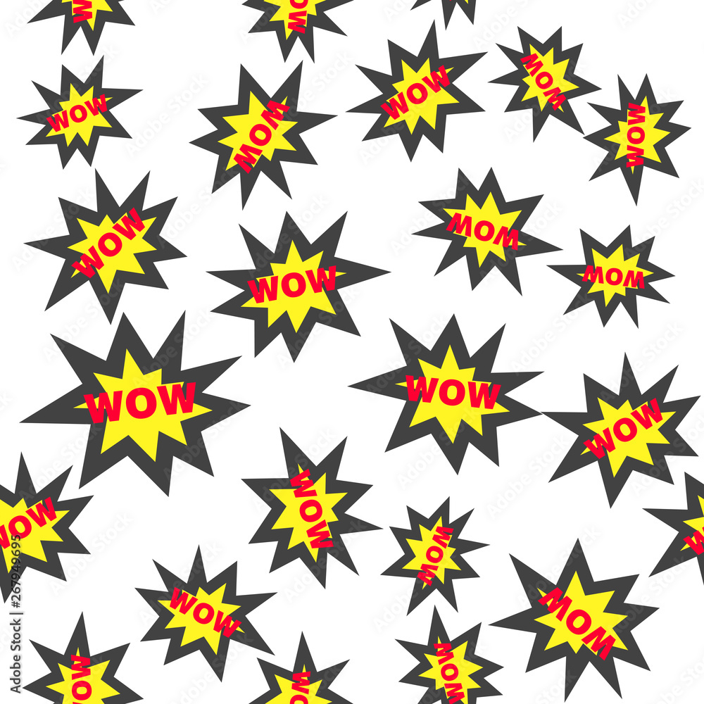 Aufkleber vector icon wow. color sticker wow seamless pattern on a white background.