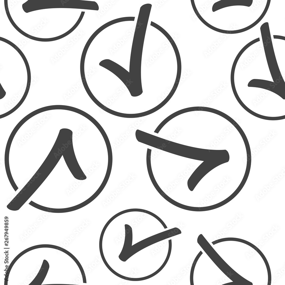 Poster vector check mark icon seamless pattern on a white background.