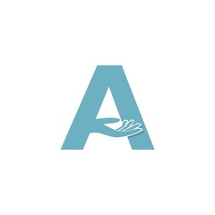 Creative letter A with hand logo design template