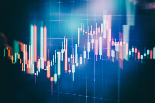 Data On A Monitor Which Including Of Market Analyze. Bar Graphs, Diagrams, Financial Figures. Forex Chart.