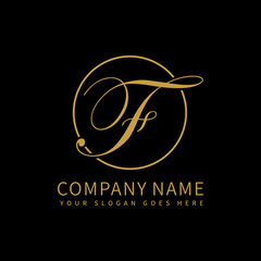 F script initial luxury Logo design Vector